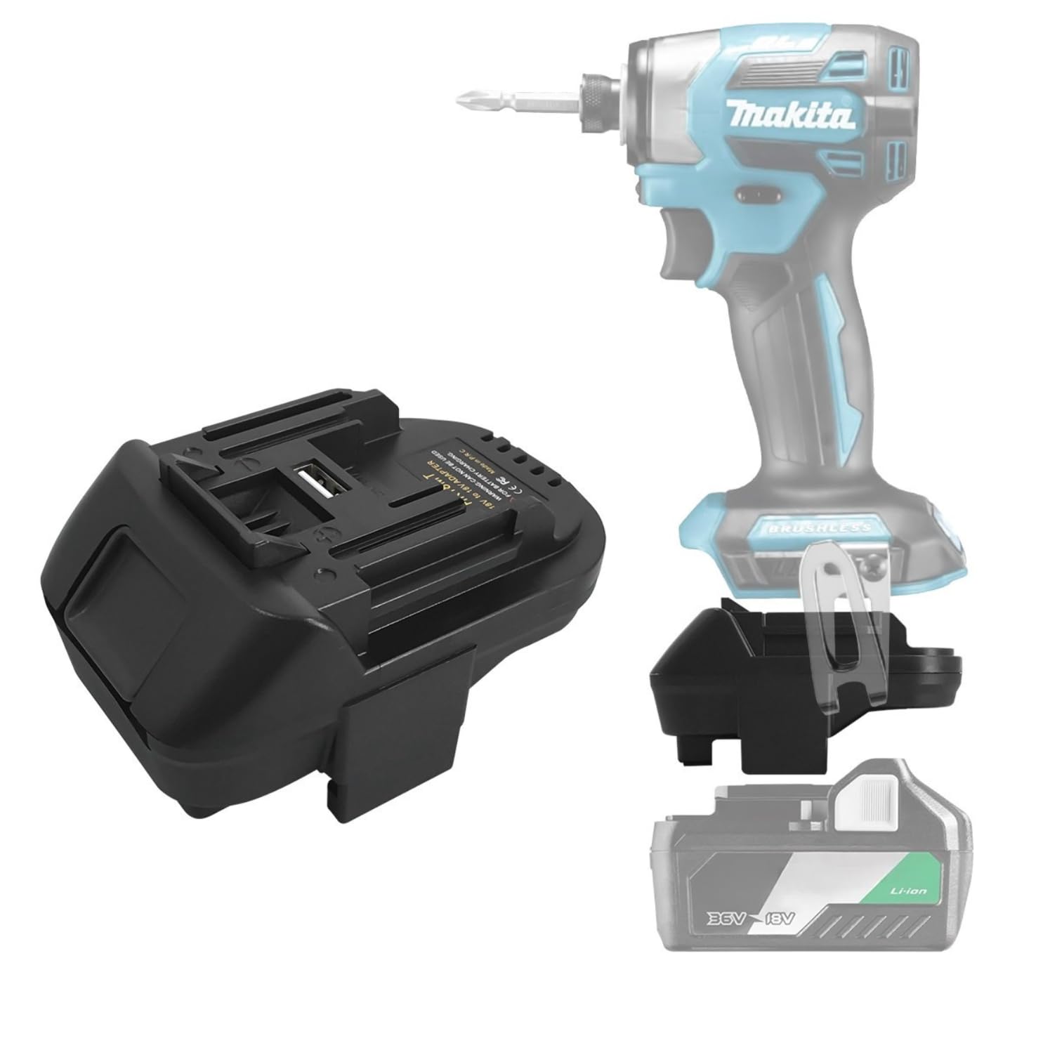 HIKOKIマルチボルト用マキタ18vx2アダプター Amazon.co.jp: マキタ互換品 ハイコーキ互換 バッテリー変換アダプター